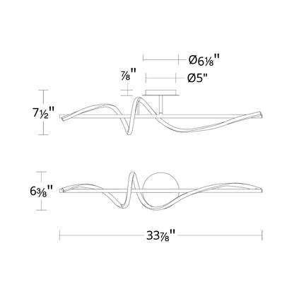 Corkscrew LED Bath Wall Light - line drawing.