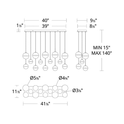 Cyllindra LED Linear Pendant Light - line drawing.
