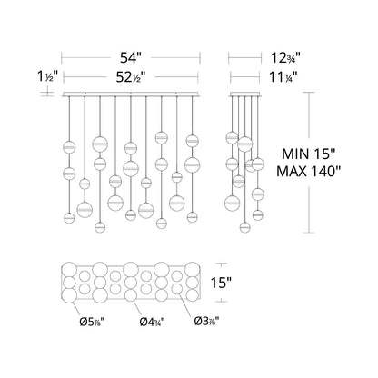 Cyllindra LED Linear Pendant Light - line drawing.