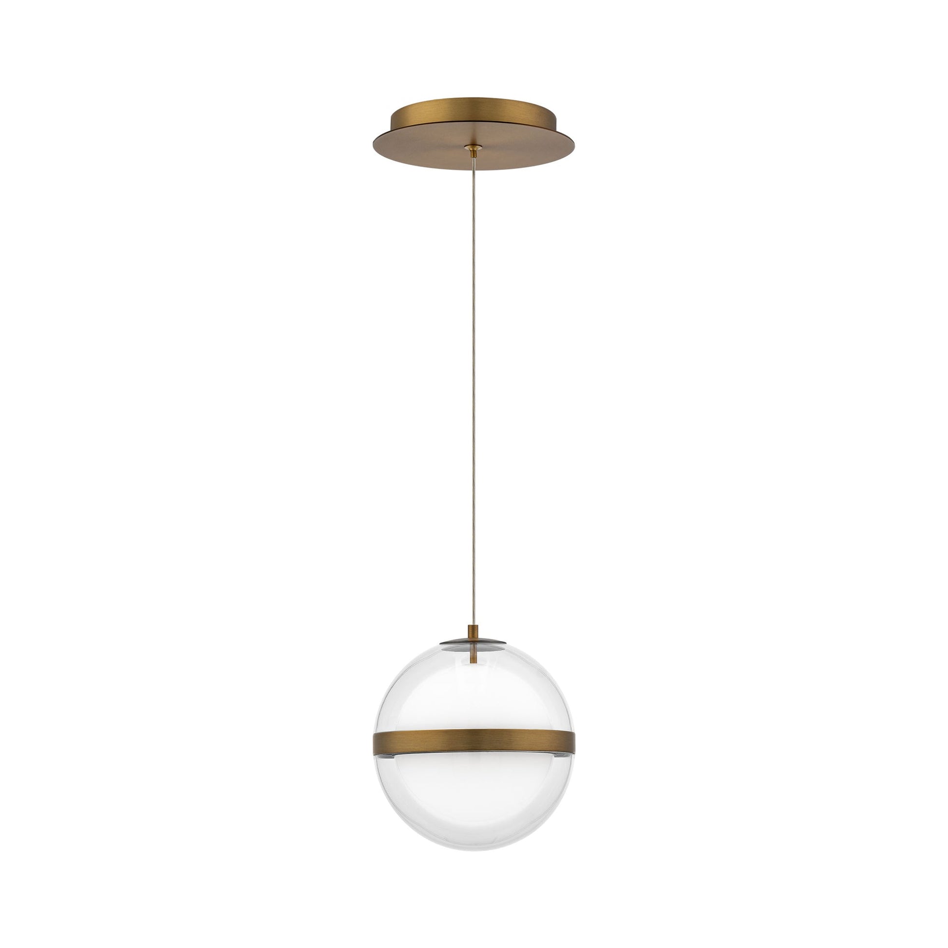 Cyllindra LED Pendant Light in Aged Brass.