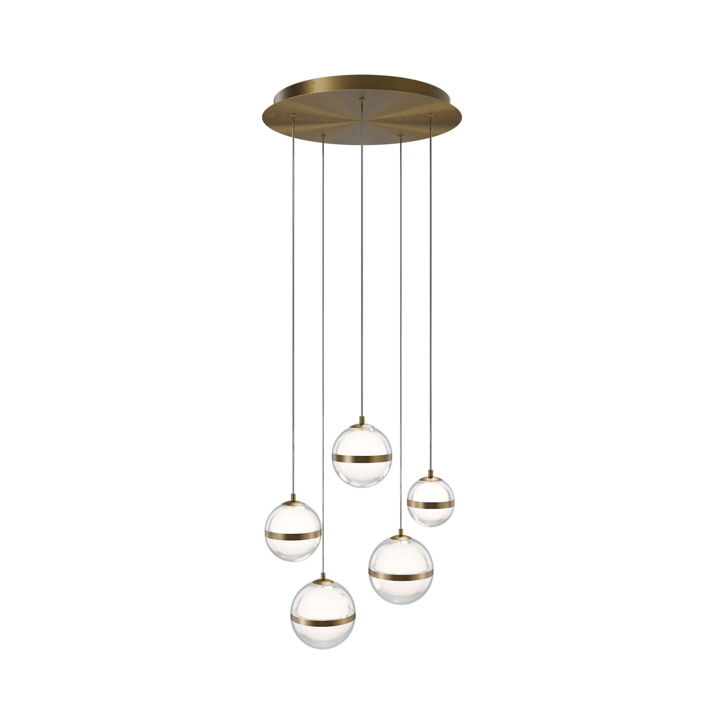 Cyllindra Round LED Pendant Light in Aged Brass (5-Light).