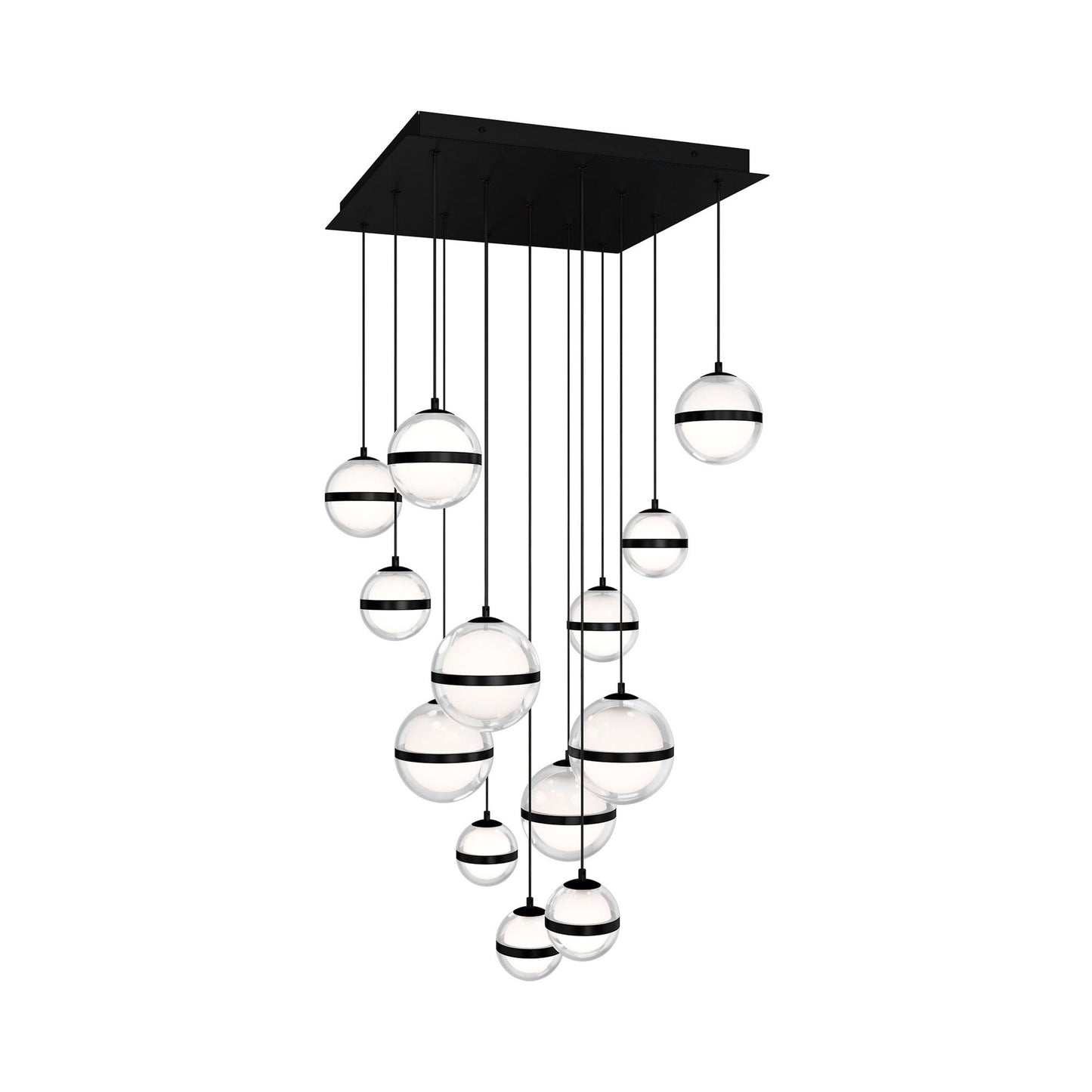 Cyllindra Square LED Pendant Light in Black Chrome (13-Light).