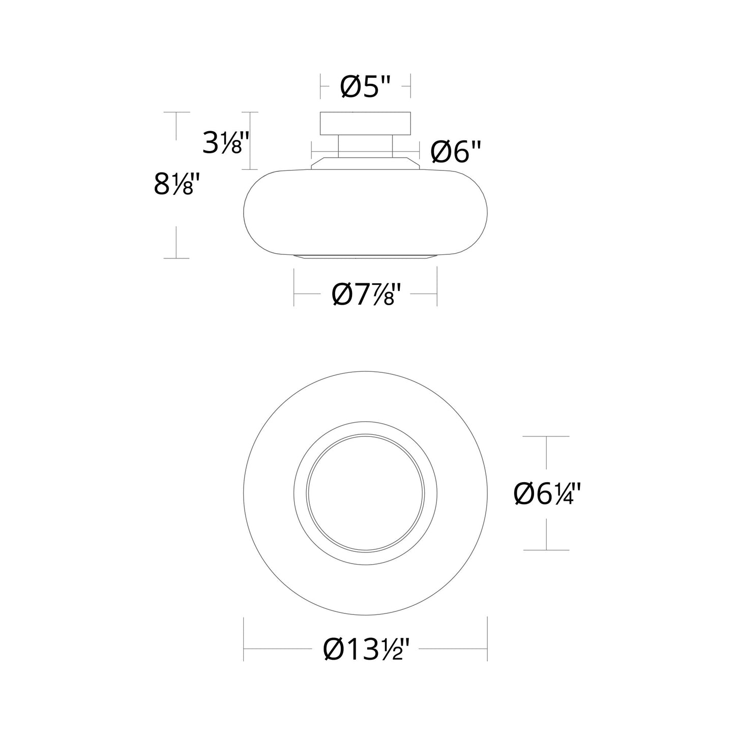 Doma LED Flush Mount Ceiling Light - line drawing.
