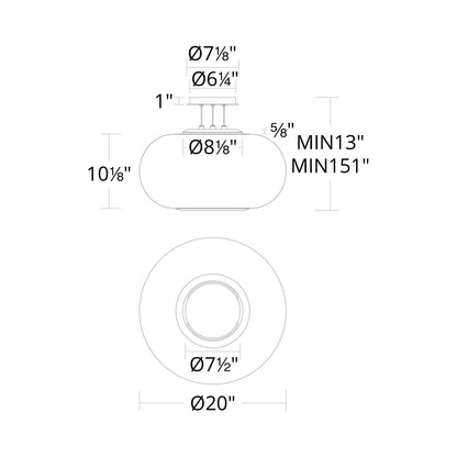 Doma LED Pendant Light - line drawing.