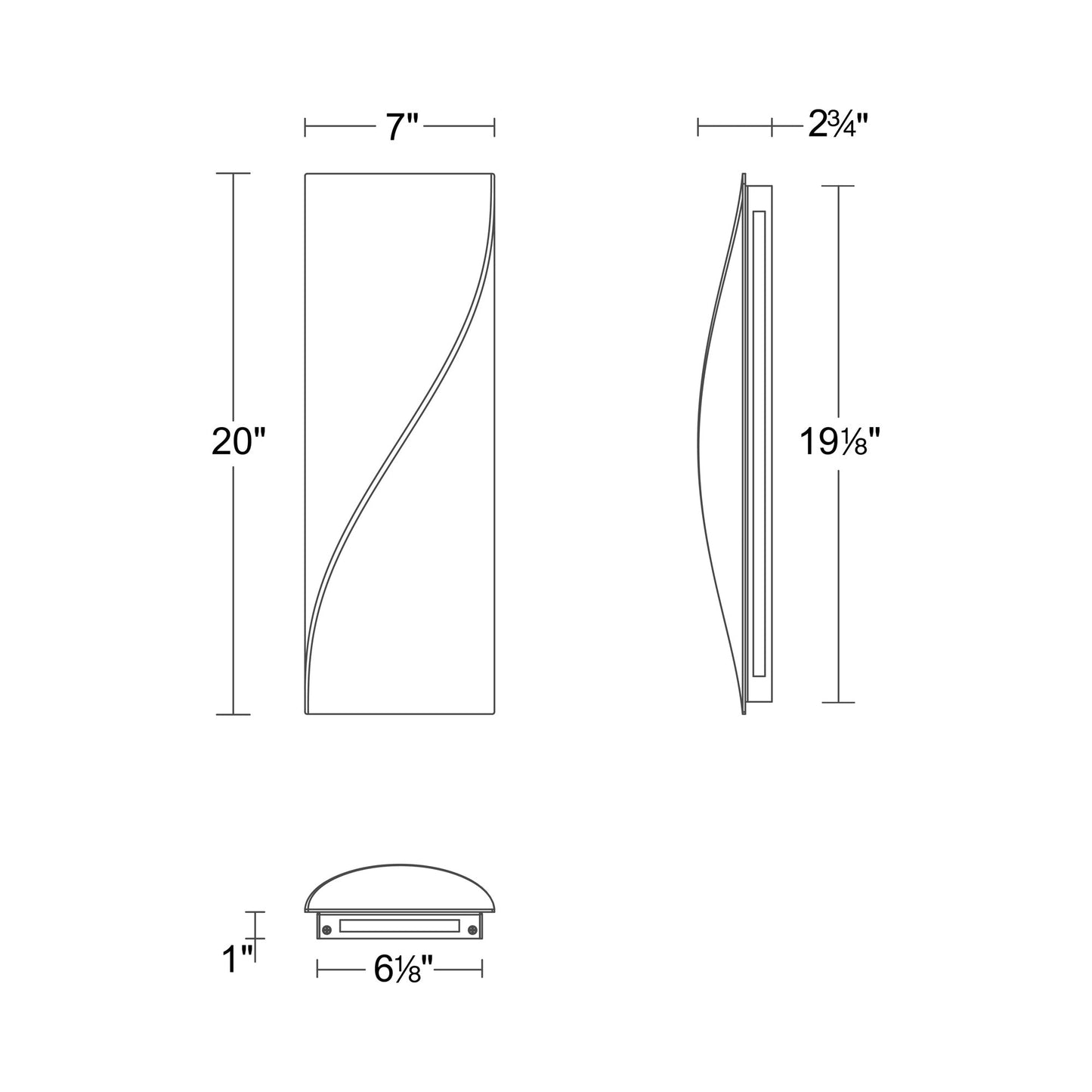 Double Diamond LED Wall Light - line drawing.