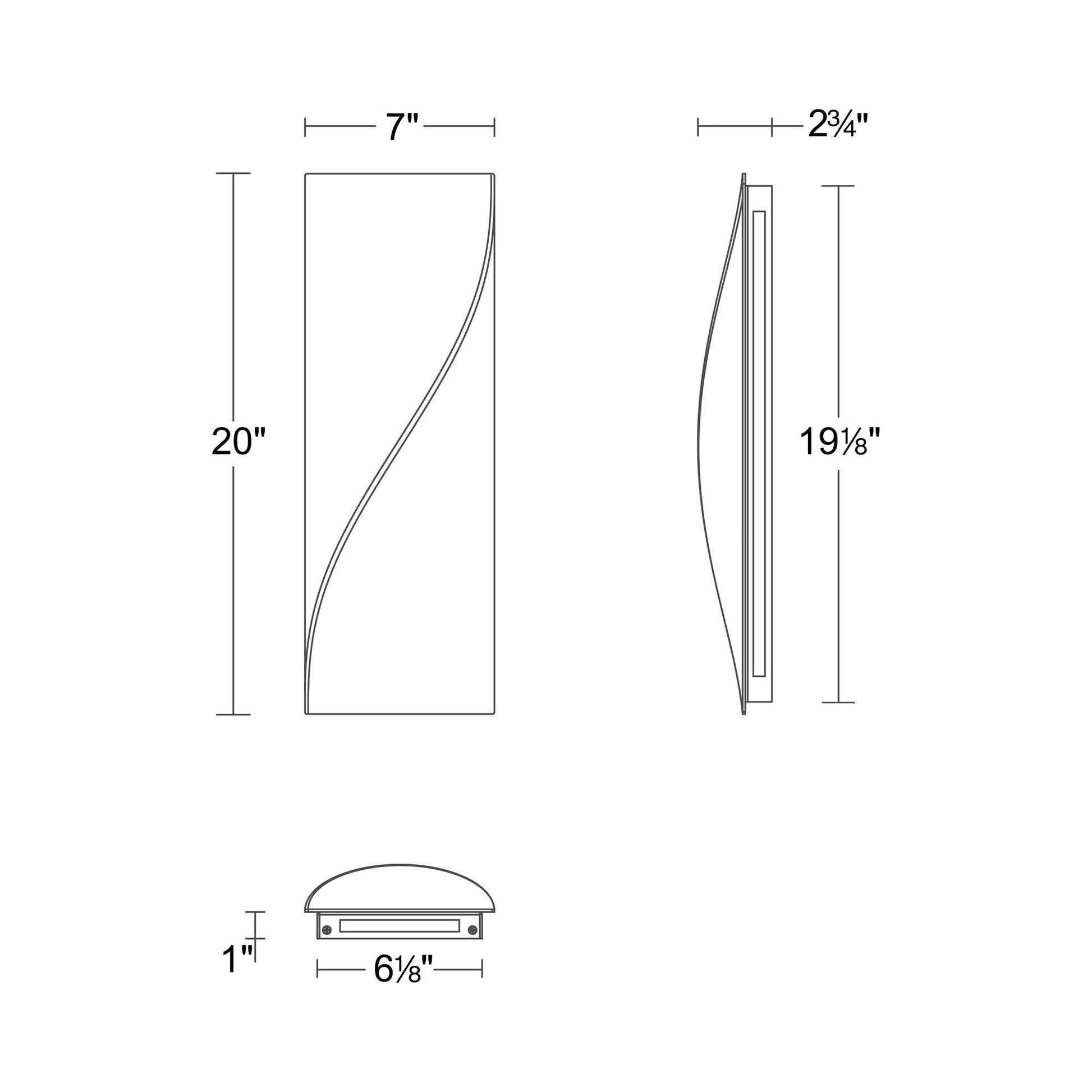 Double Diamond LED Wall Light - line drawing.