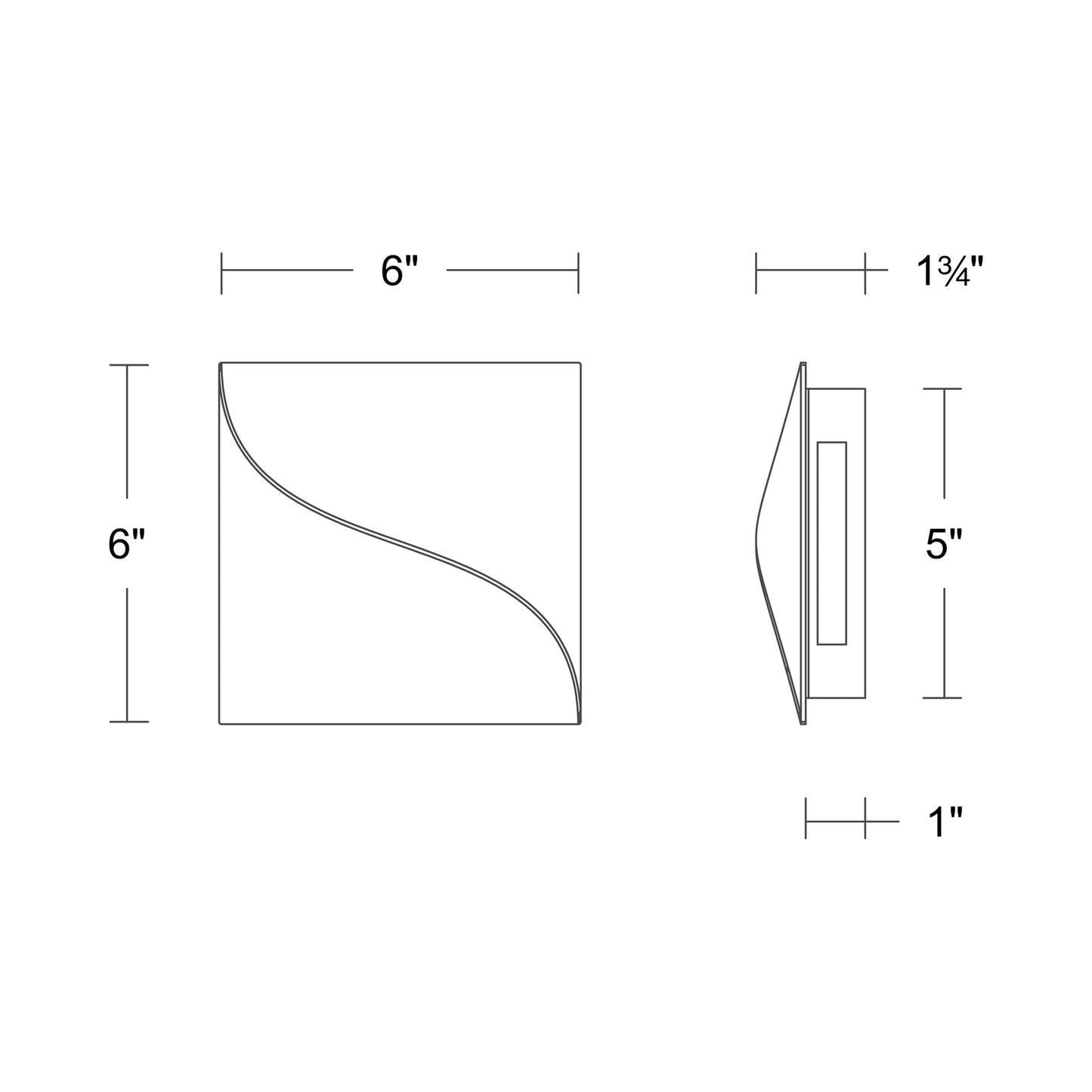 Double Diamond Square LED Wall Light - line drawing.