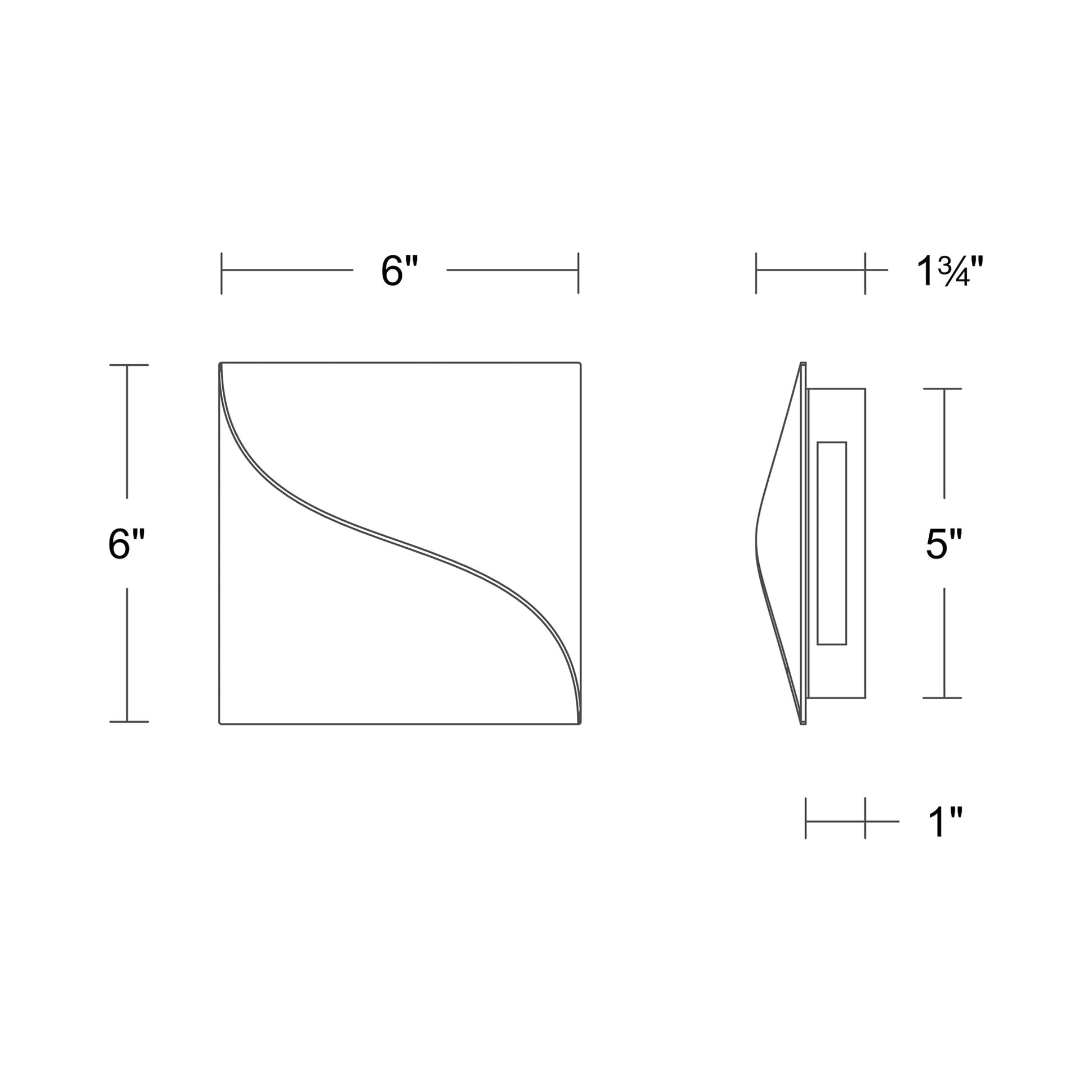 Double Diamond Square LED Wall Light - line drawing.