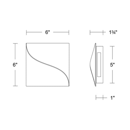 Double Diamond Square LED Wall Light - line drawing.