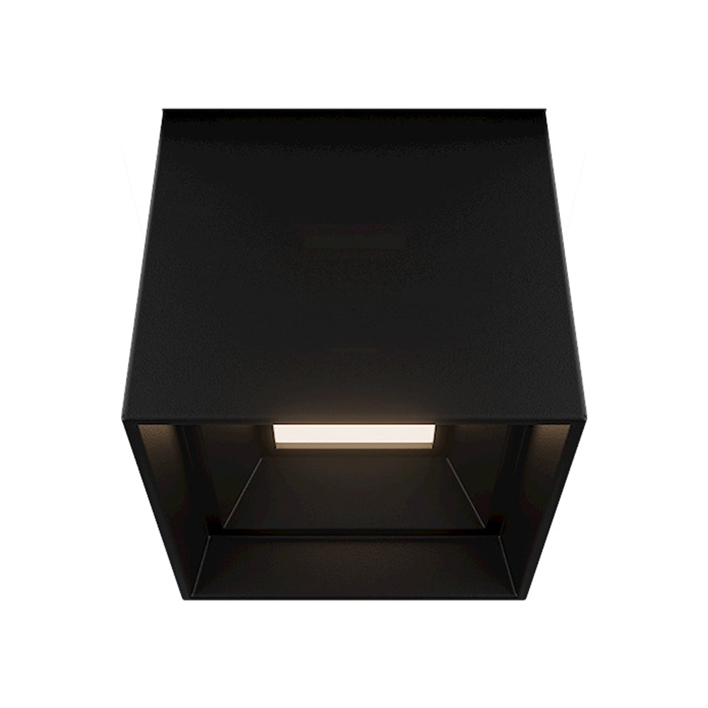 Downtown Outdoor LED Flush Mount Ceiling Light in Black (Square/3-Inch).