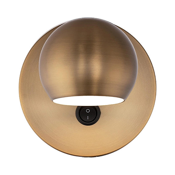 Duplex LED Bed Wall Light in Aged Brass.