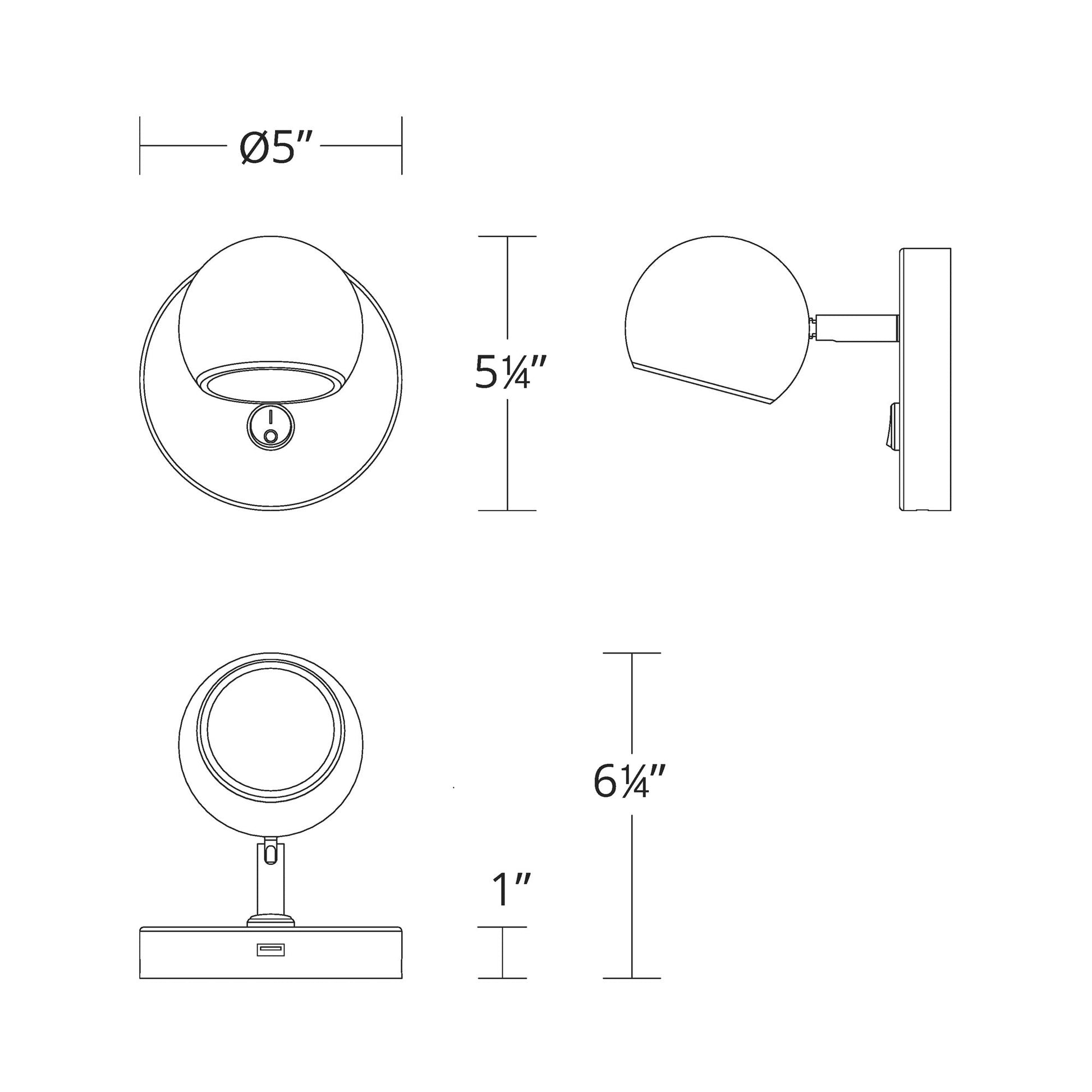 Duplex LED Bed Wall Light in Detail - line drawing.