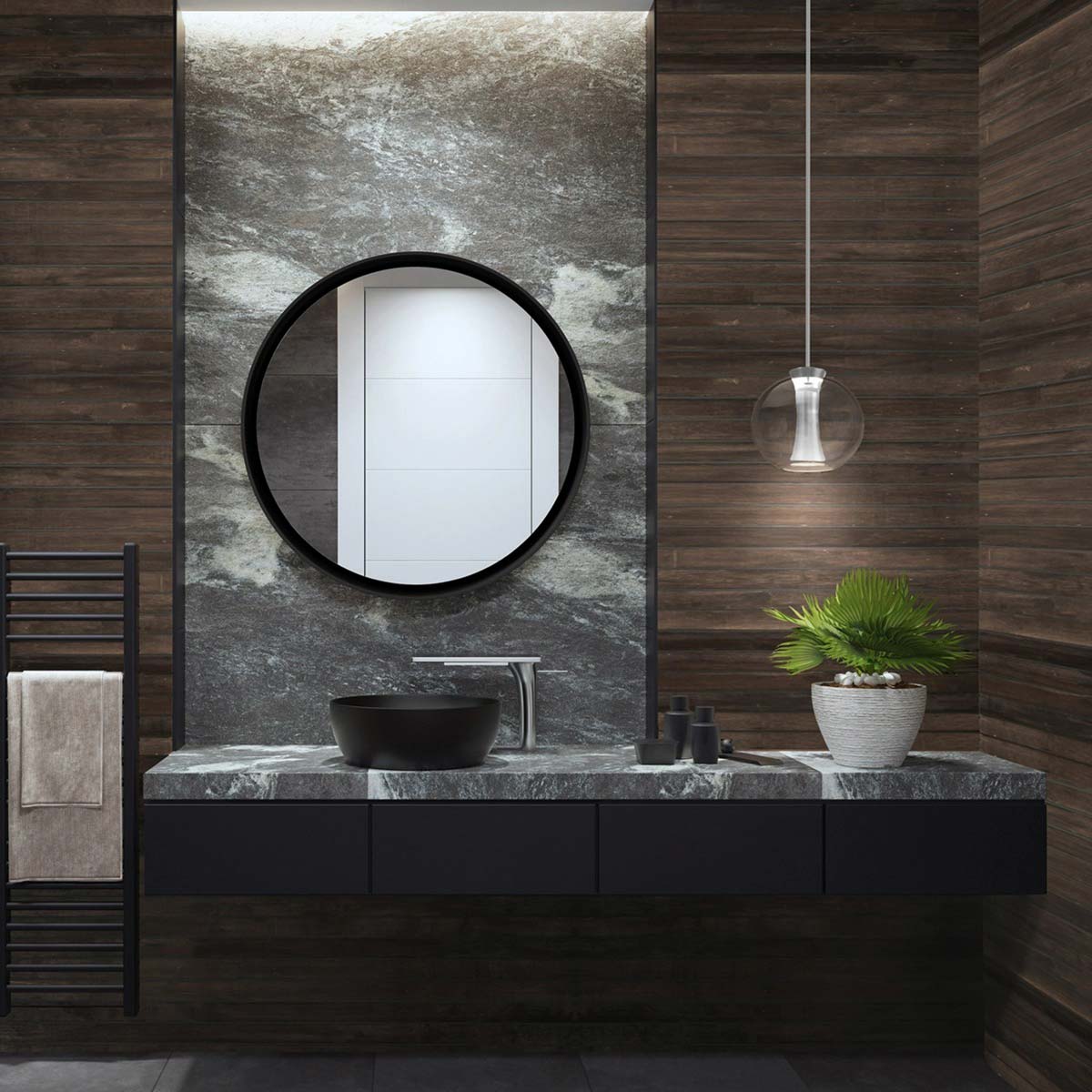 Echo LED Mini Pendant Light in bathroom.