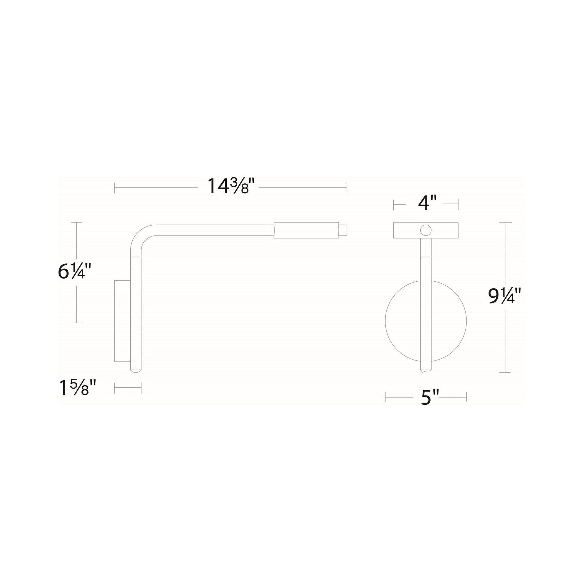 Elbo LED Swing Arm Wall Light - line drawing.