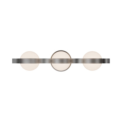 Ellaria LED Bath Vanity Light in Brushed Nickel.