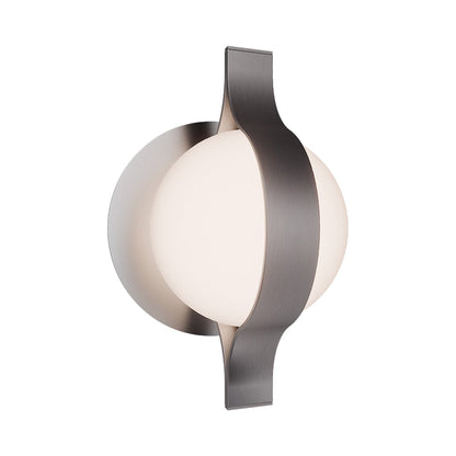 Ellaria LED Bath Wall Light in Brushed Nickel.