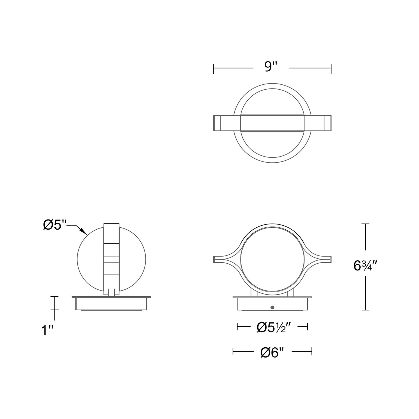 Ellaria LED Bath Wall Light - line drawing.