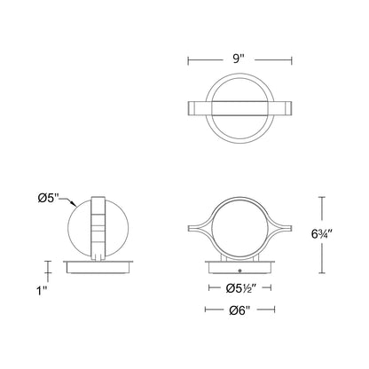 Ellaria LED Bath Wall Light - line drawing.