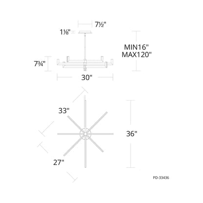 Ferrous LED Pendant Light - line drawing.