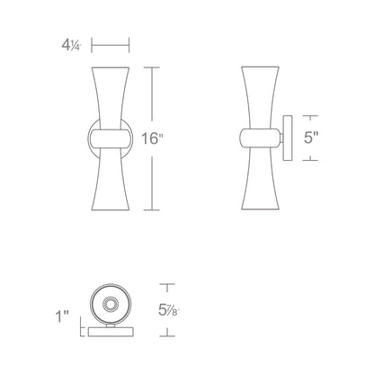 Fido Outdoor LED Wall Light - line drawing.