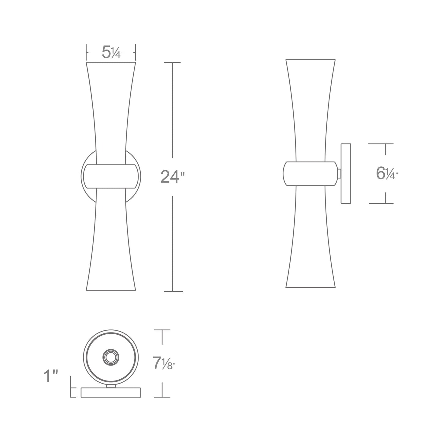 Fido Outdoor LED Wall Light - line drawing.
