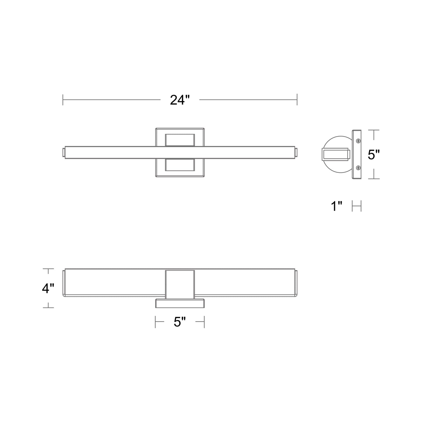 Flatte LED Bath Vanity Light - line drawing.