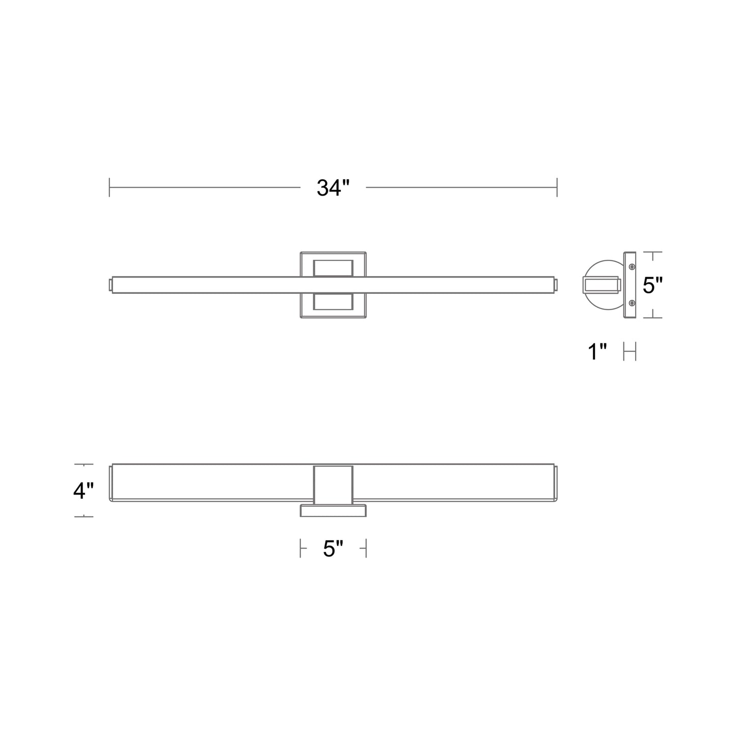 Flatte LED Bath Vanity Light - line drawing.