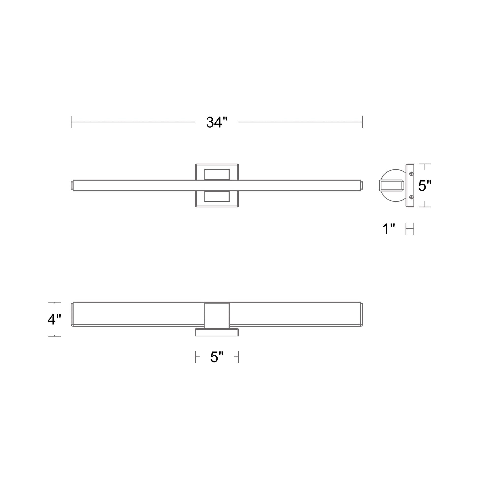 Flatte LED Bath Vanity Light - line drawing.
