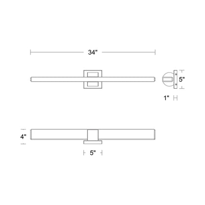 Flatte LED Bath Vanity Light - line drawing.