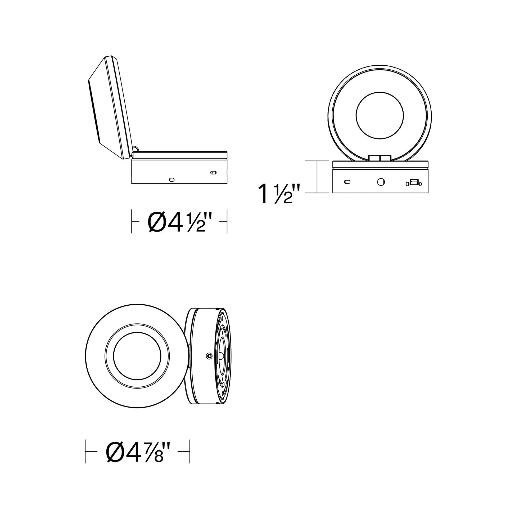 Flipside LED Task Light - line drawing.
