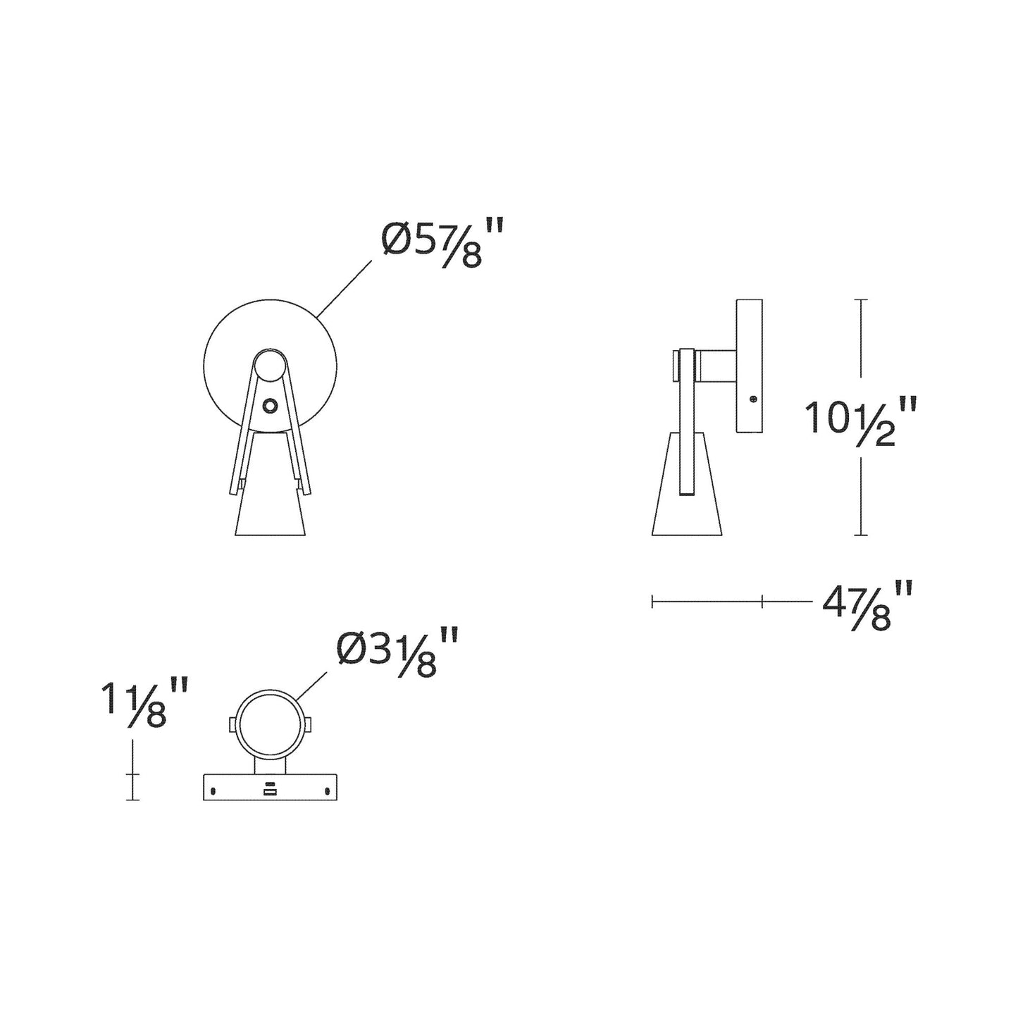 Garlyn LED Wall Light - line drawing.