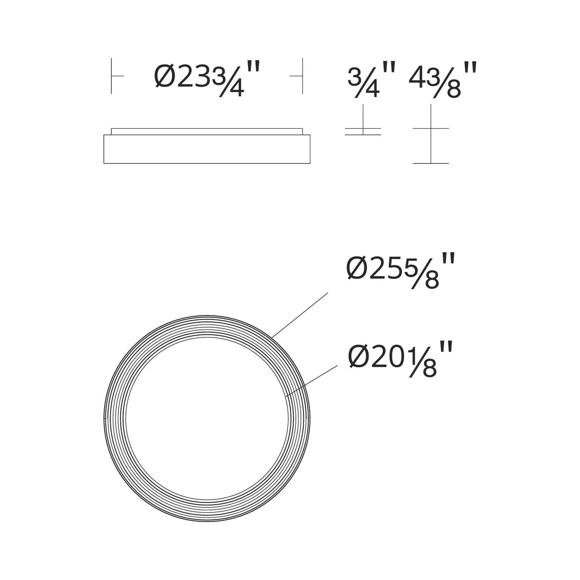 Gaston LED Flush Mount Ceiling Light - line drawing.