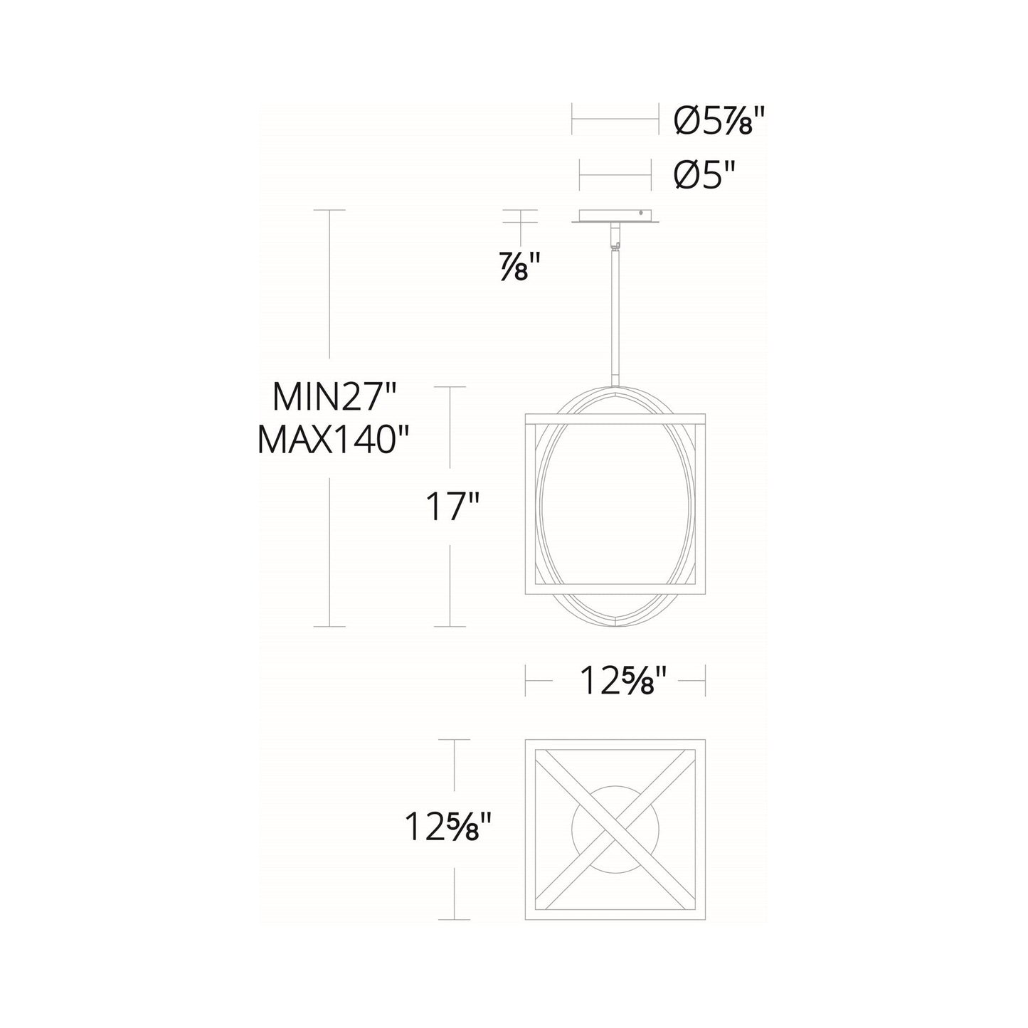 Geometrix LED Pendant Light - line drawing.