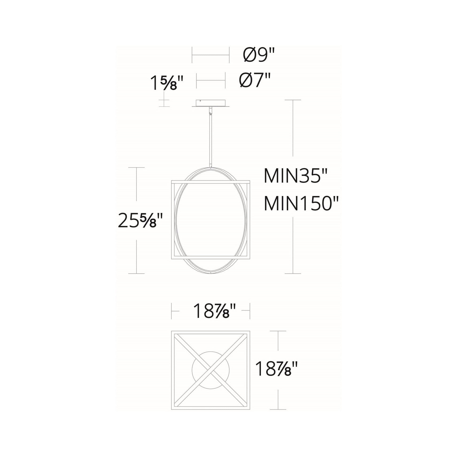 Geometrix LED Pendant Light - line drawing.