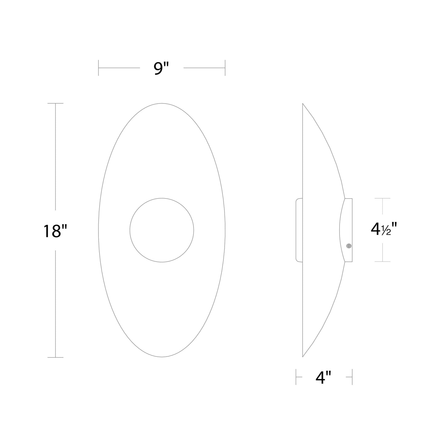 Glamour LED Vanity Wall Light - line drawing.
