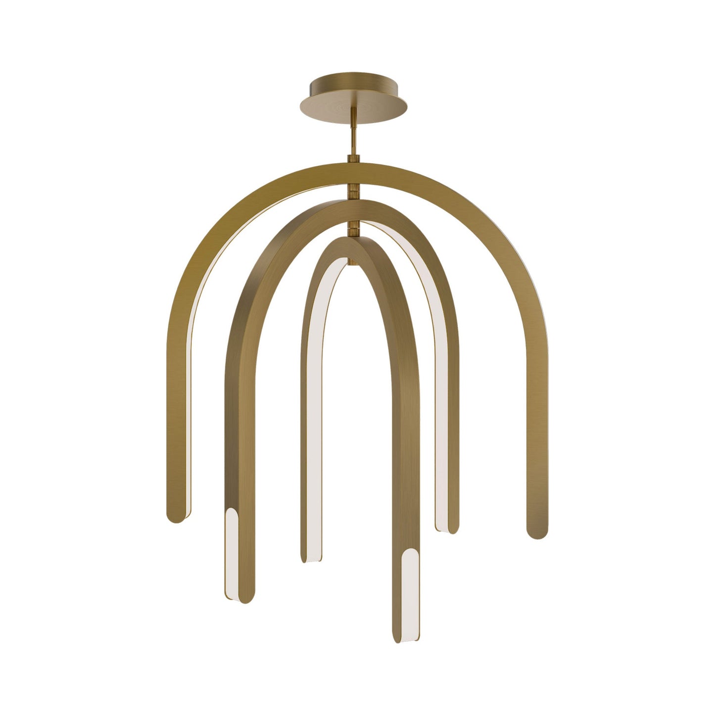 Helmet LED Pendant Light in Aged Brass.