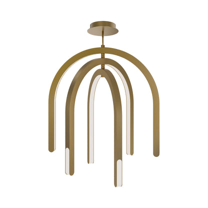Helmet LED Pendant Light in Aged Brass.