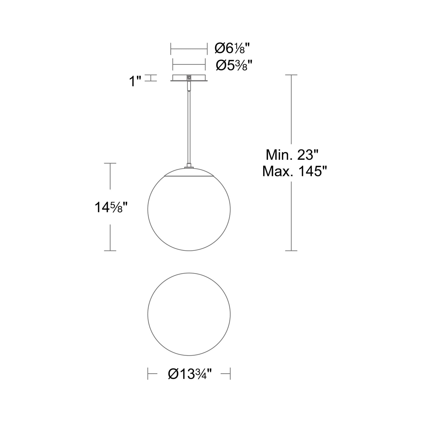 Honeymooner LED Pendant Light - line drawing.