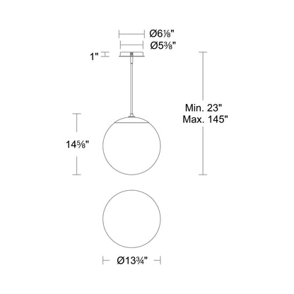 Honeymooner LED Pendant Light - line drawing.
