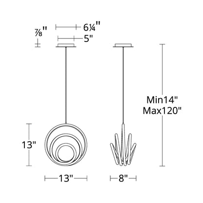 Hoopla LED Pendant Light - line drawing.