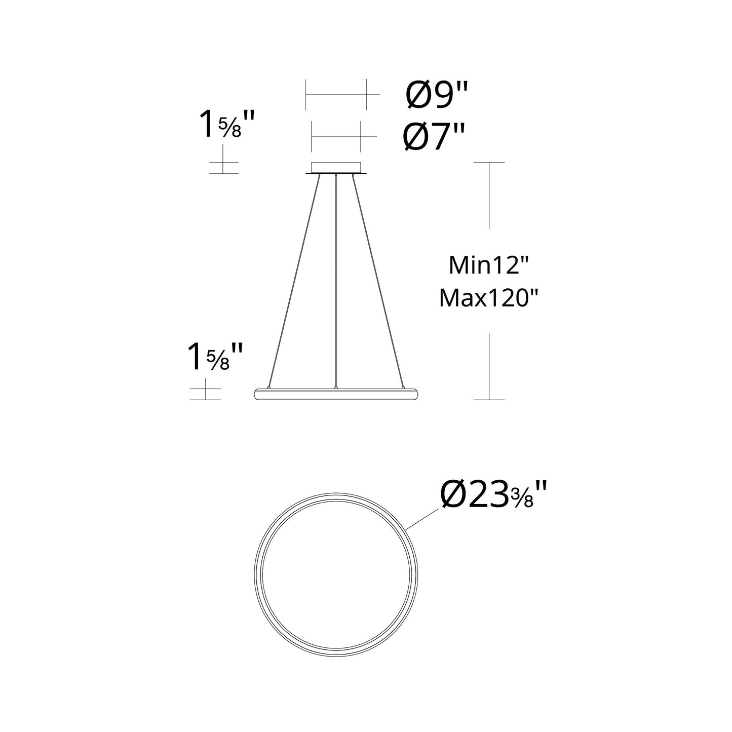 Huxley LED Pendant Light - line drawing.