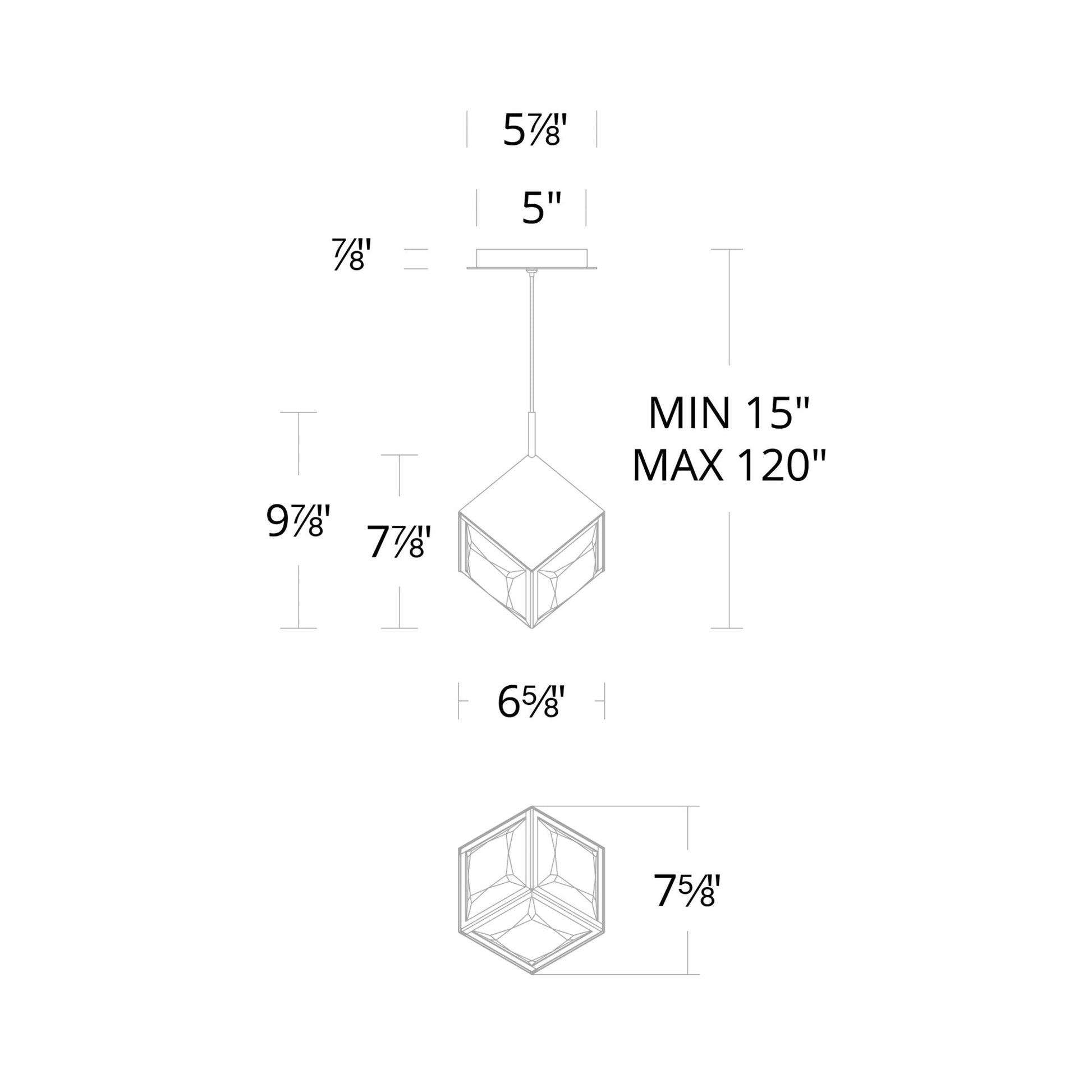Ice Cube LED Mini Pendant Light - line drawing.