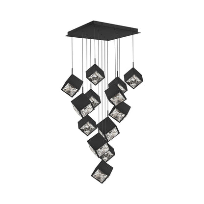 Ice Cube Square LED Multi Pendant Light in Black (13-Light).