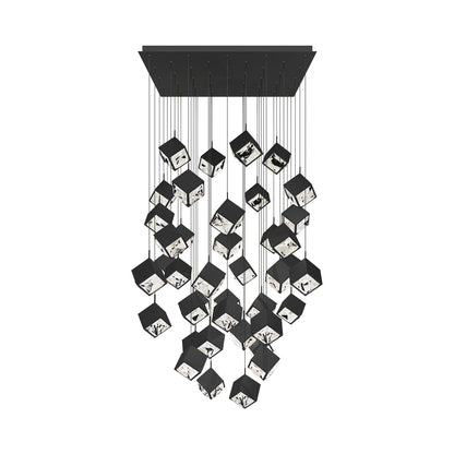 Ice Cube Square LED Multi Pendant Light in Black (41-Light).