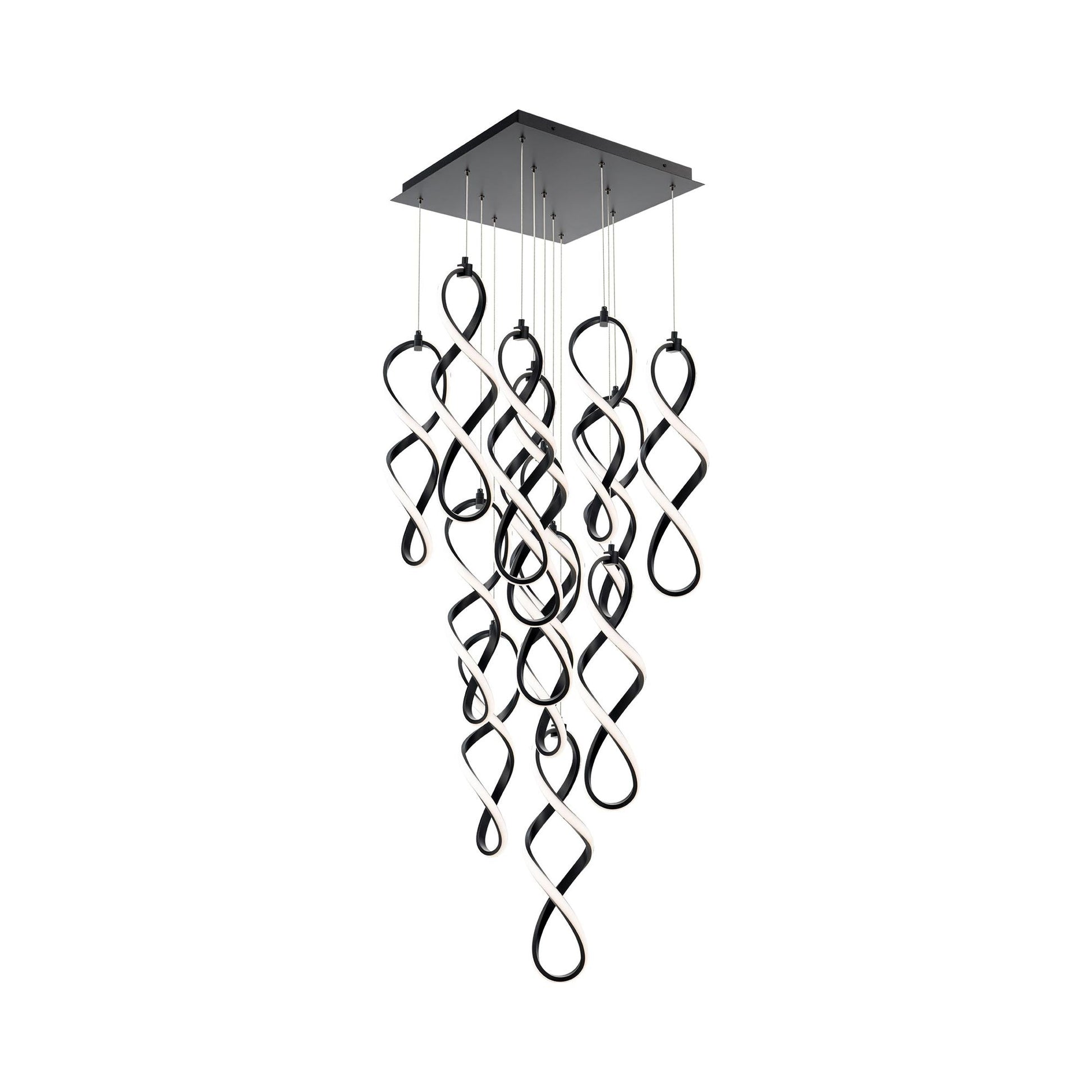 Interlace LED Chandelier in Black/Square (13-Light).