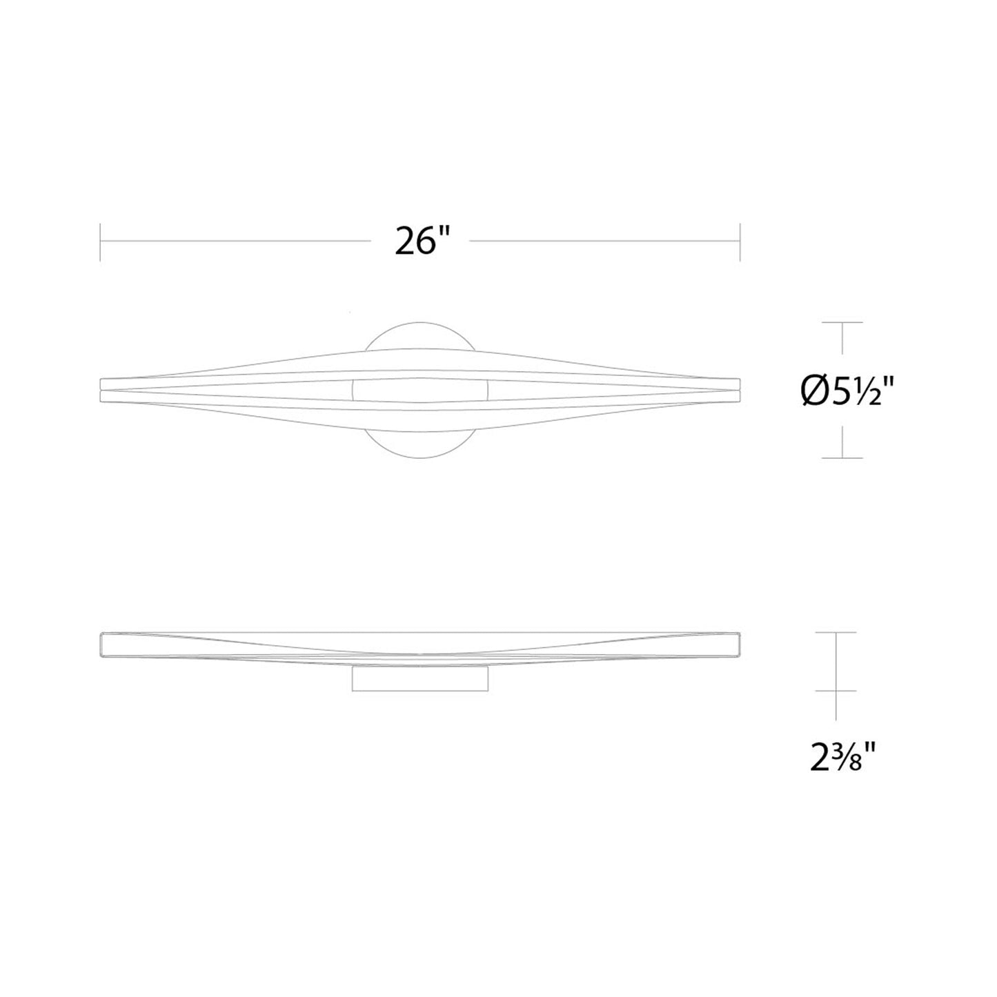Jagger LED Bath Wall Light - line drawing.