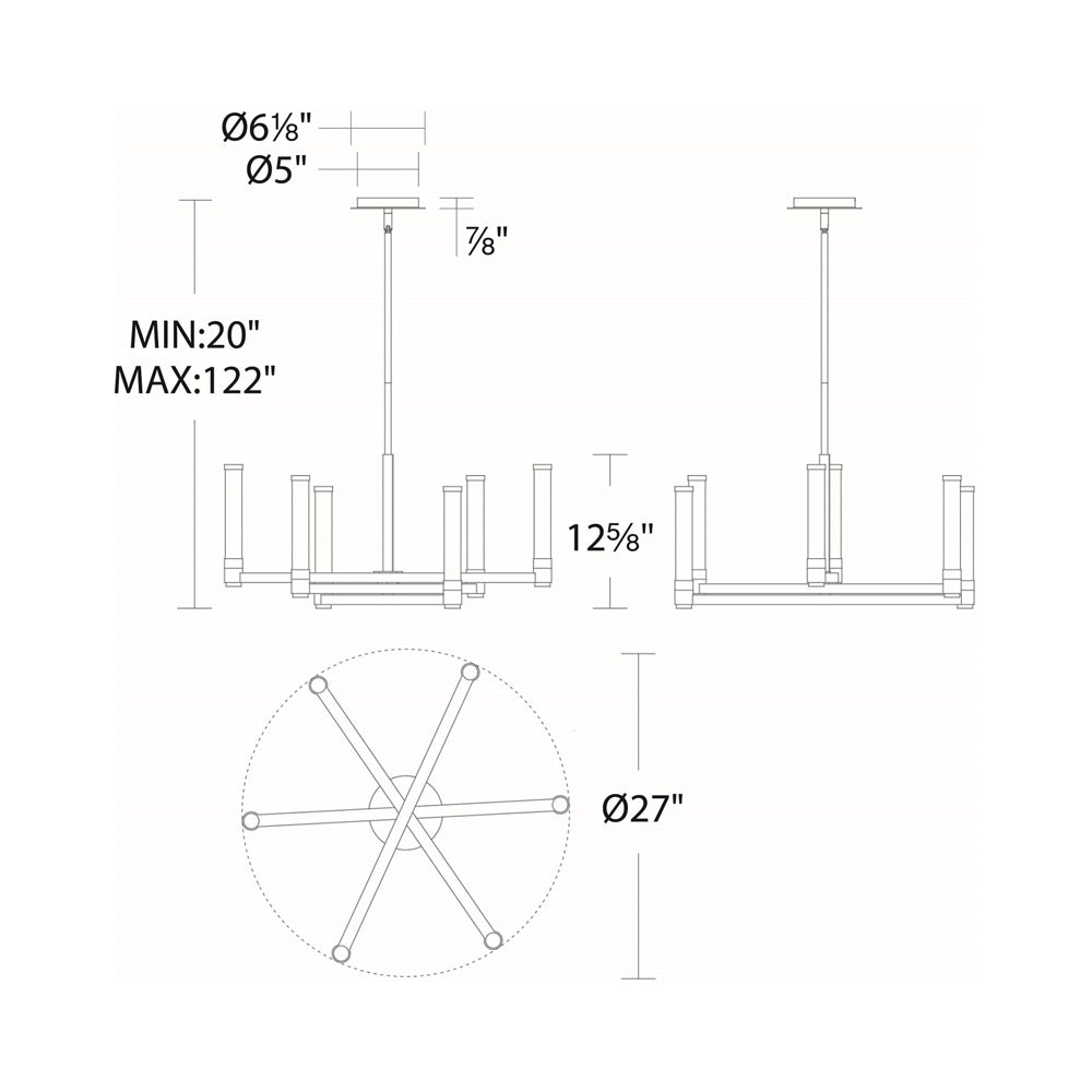 Jedi LED Pendant Light - line drawing.