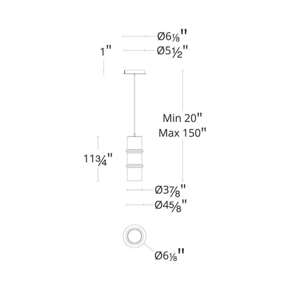 Kanister LED Pendant Light - line drawing.