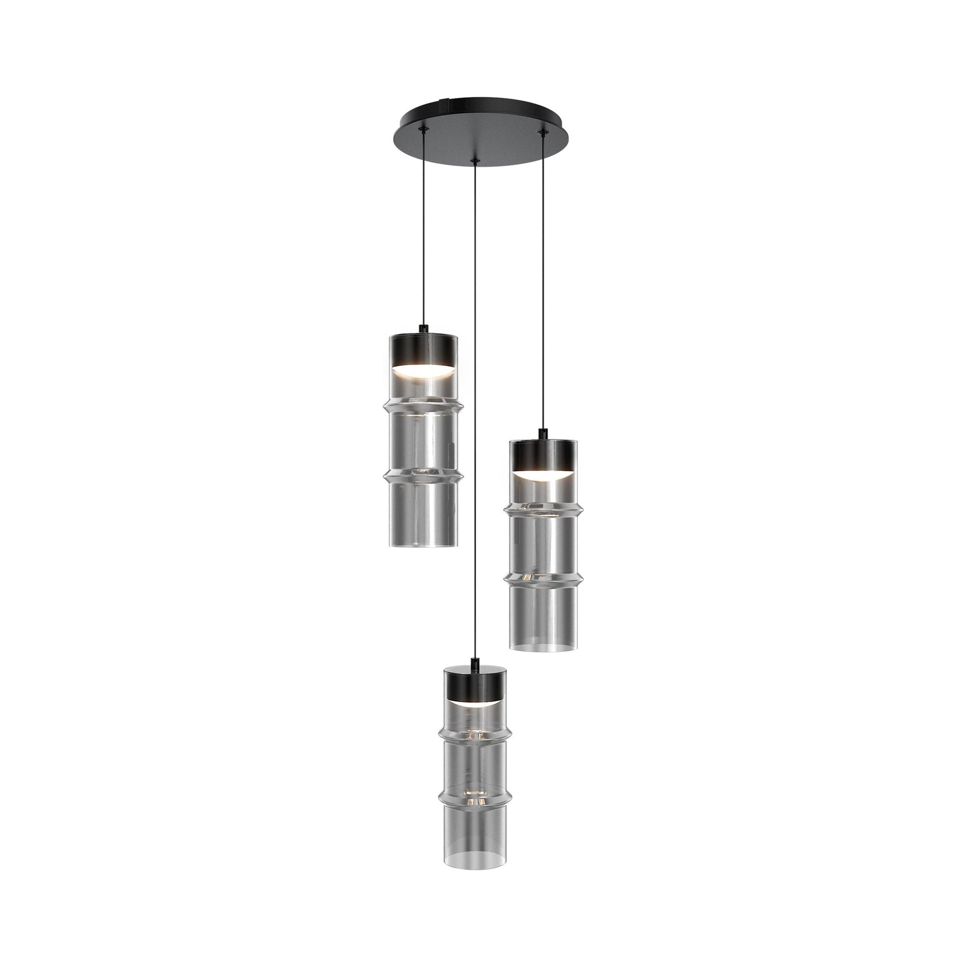 Kanister Multi Light LED Chandelier (Smoke Glass).