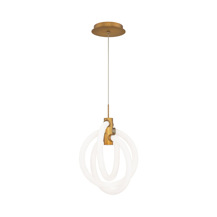 Knot LED Pendant Light in Aged Brass.